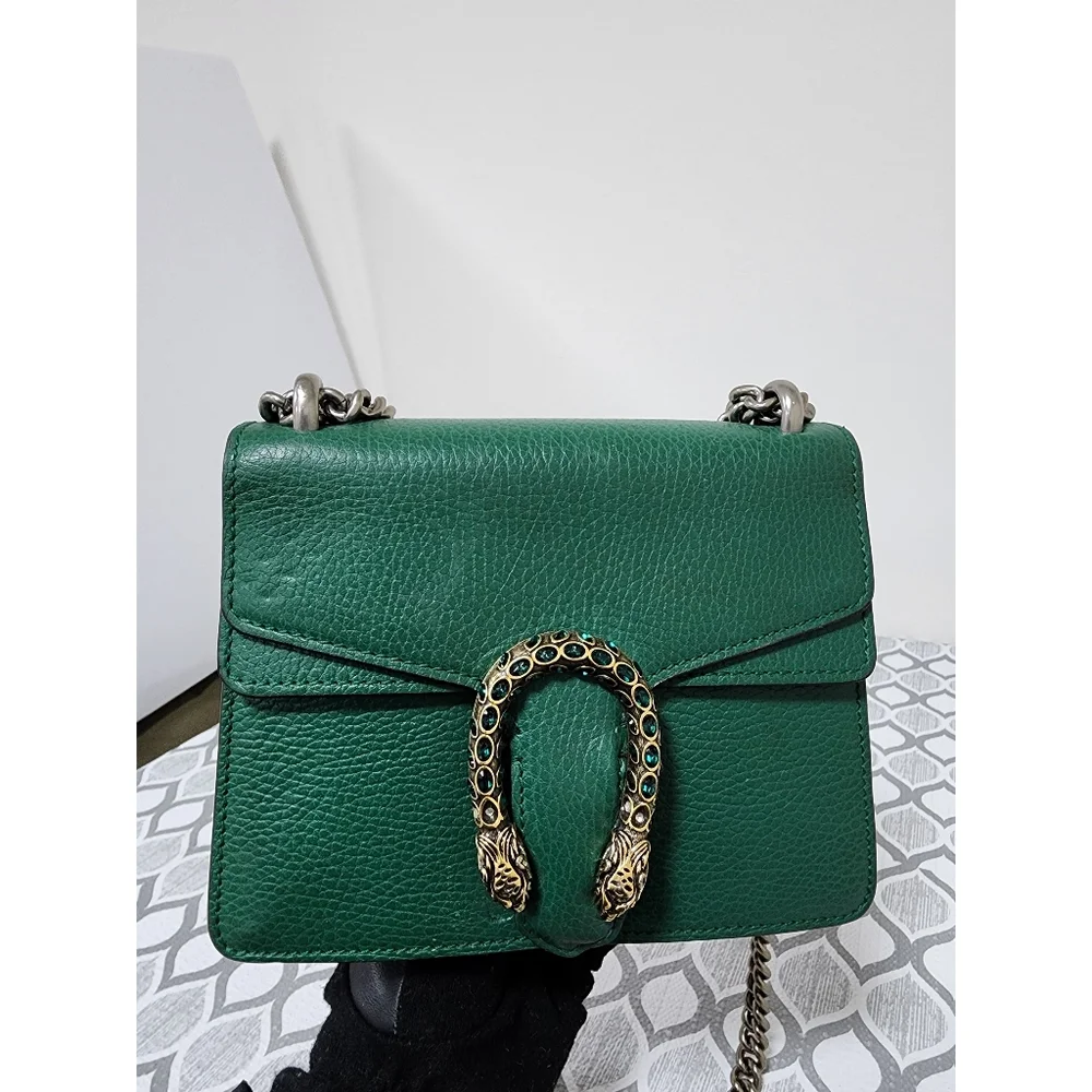 Gucci Small Leather Dionysus Crossbody Bag Green